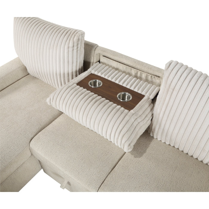 9605BE*2LCRL (2)2-Piece Sectional with Left Chaise and  Drop-Down Cup holders, Storage Pouch, Pull-out Bed and Hidden Storage - 9605BE*2LCRL