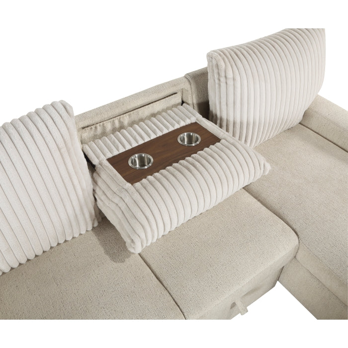 9605BE*2LLRC (2)2-Piece Sectional with Right Chaise and  Drop-Down Cup holders, Storage Pouch,  Pull-out Bed and Hidden Storage - 9605BE*2LLRC