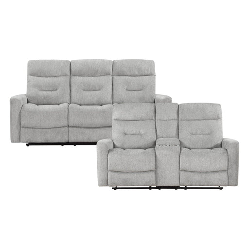 9610GY*2 2pc Set: Sofa, Love - 9610GY*2