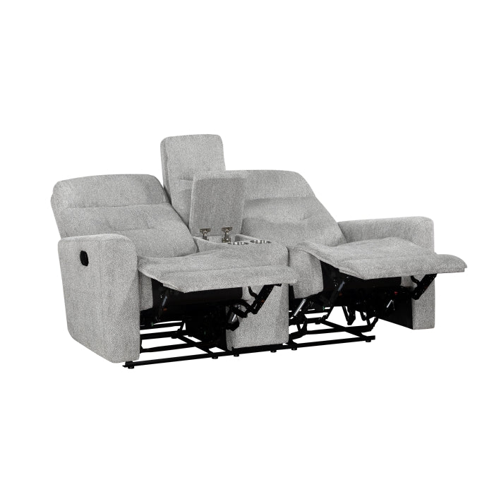 9610GY-2 Double Reclining Love Seat with Center Console - 9610GY-2