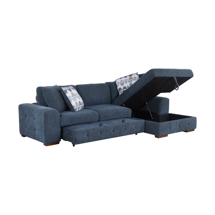 9624BU*32LRC 3-Piece Sectional with Right Chaise, Pull-out Bed and Ottoman - 9624BU*32LRC