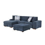 9624BU*3LC2R 3-Piece Sectional with Left Chaise, Pull-out Bed and Ottoman - 9624BU*3LC2R