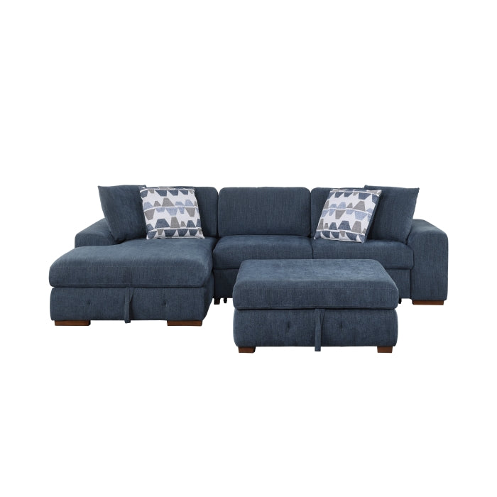 9624BU*3LC2R 3-Piece Sectional with Left Chaise, Pull-out Bed and Ottoman - 9624BU*3LC2R