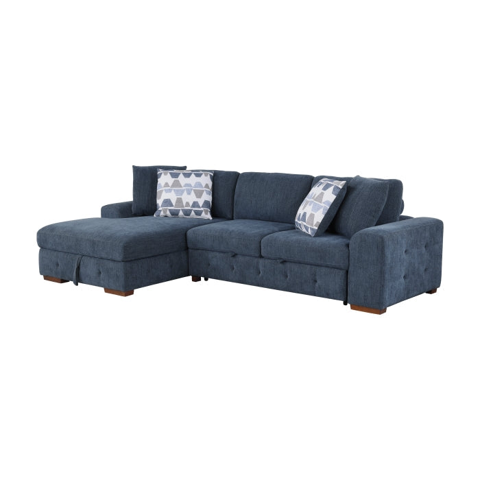 9624BU*3LC2R 3-Piece Sectional with Left Chaise, Pull-out Bed and Ottoman - 9624BU*3LC2R