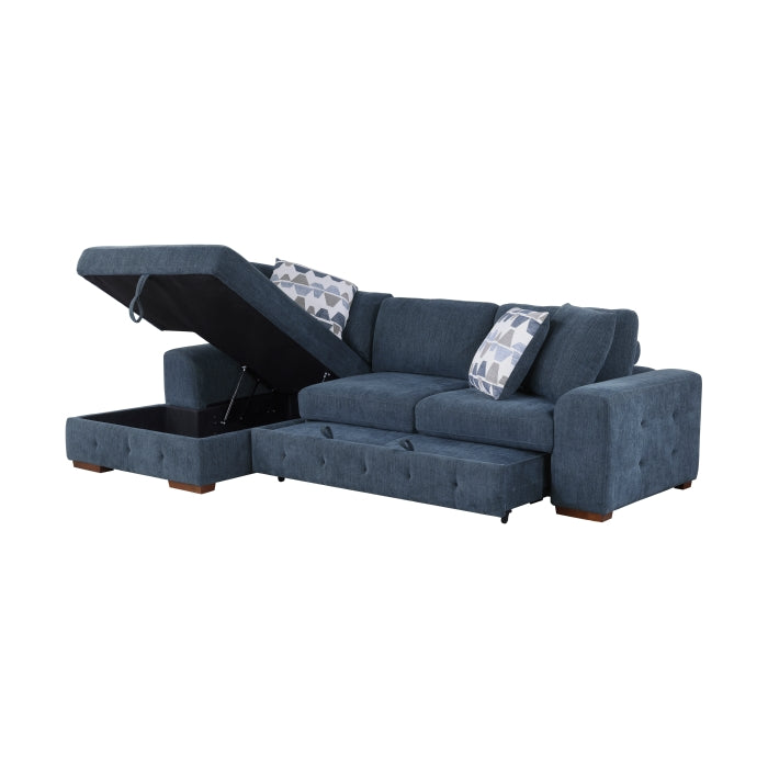 9624BU*3LC2R 3-Piece Sectional with Left Chaise, Pull-out Bed and Ottoman - 9624BU*3LC2R