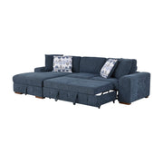 9624BU*3LC2R 3-Piece Sectional with Left Chaise, Pull-out Bed and Ottoman - 9624BU*3LC2R