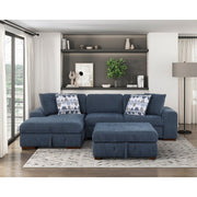 9624BU*3LC2R 3-Piece Sectional with Left Chaise, Pull-out Bed and Ottoman - 9624BU*3LC2R