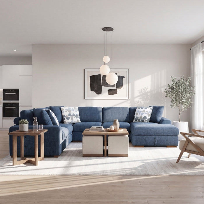 9624BU*42LRC 4-Piece Sectional with Right Chaise and Pull-out Bed - 9624BU*42LRC