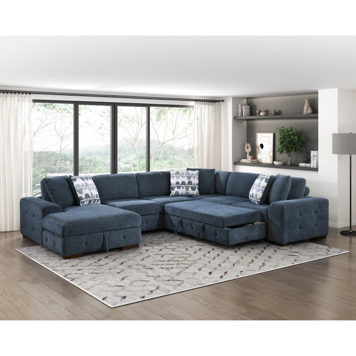 9624BU*42RLC 4-Piece Sectional with Left Chaise and Pull-out Bed - 9624BU*42RLC