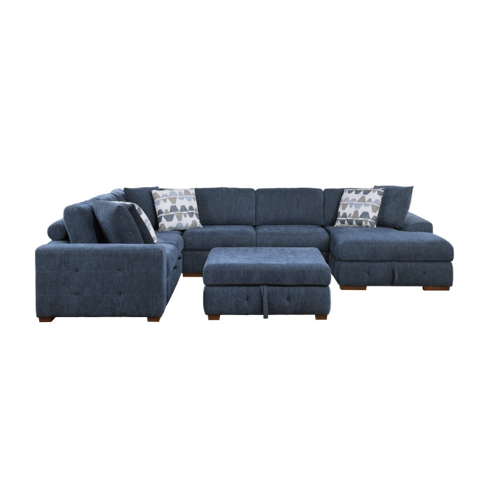 9624BU*52LRC 5-Piece Sectional with Right Chaise, Pull-out Bed and Ottoman - 9624BU*52LRC