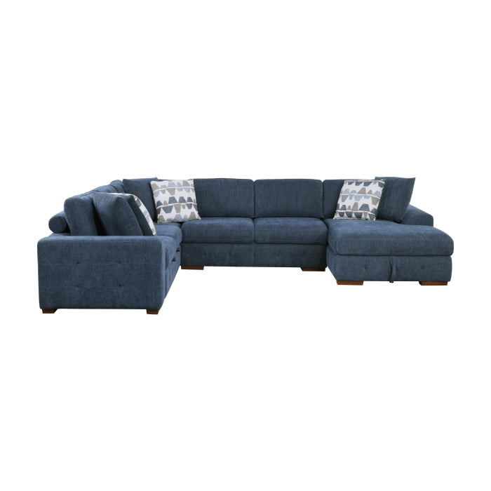 9624BU*52LRC 5-Piece Sectional with Right Chaise, Pull-out Bed and Ottoman - 9624BU*52LRC