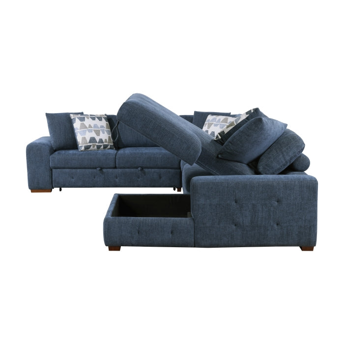 9624BU*52LRC 5-Piece Sectional with Right Chaise, Pull-out Bed and Ottoman - 9624BU*52LRC