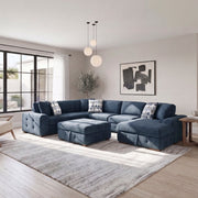 9624BU*52LRC 5-Piece Sectional with Right Chaise, Pull-out Bed and Ottoman - 9624BU*52LRC