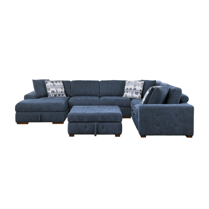 9624BU*5LC2R 5-Piece Sectional with Left Chaise, Pull-out Bed and Ottoman - 9624BU*5LC2R