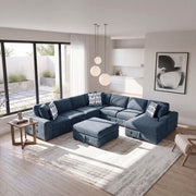 9624BU*62L1ACRCOT (6)6-Piece Sectional with Right Chaise, Pull-out Bed and Ottoman - 9624BU*62L1ACRCOT