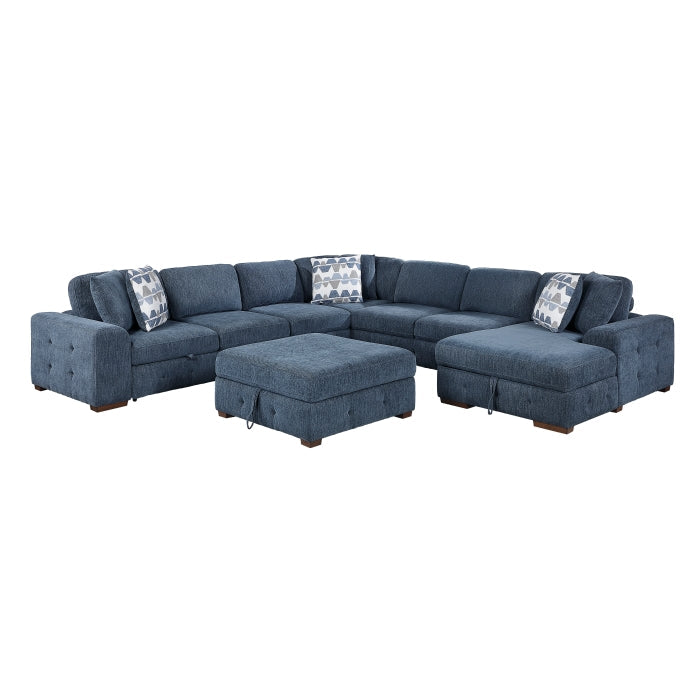 9624BU*62L1ACRCOT (6)6-Piece Sectional with Right Chaise, Pull-out Bed and Ottoman - 9624BU*62L1ACRCOT