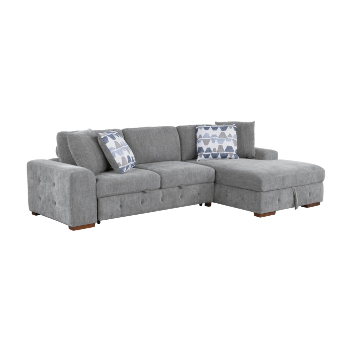 9624GY*22LRC 2-Piece Sectional with Right Chaise and Pull-out Bed - 9624GY*22LRC