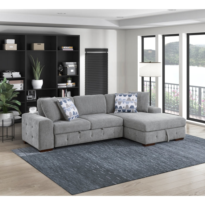 9624GY*22LRC 2-Piece Sectional with Right Chaise and Pull-out Bed - 9624GY*22LRC