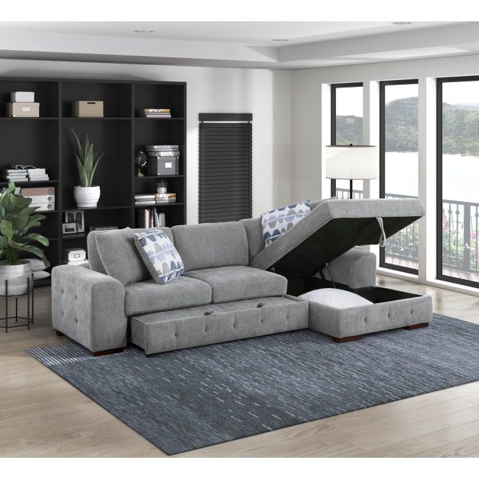 9624GY*22LRC 2-Piece Sectional with Right Chaise and Pull-out Bed - 9624GY*22LRC