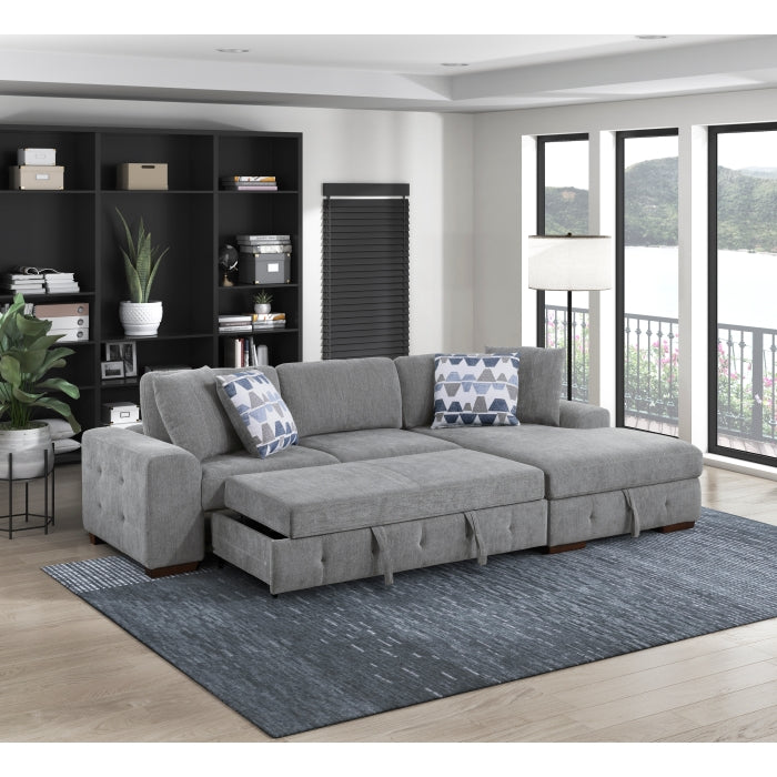 9624GY*22LRC 2-Piece Sectional with Right Chaise and Pull-out Bed - 9624GY*22LRC