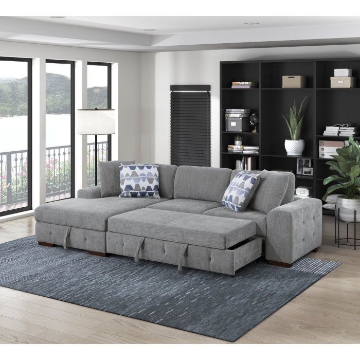9624GY*2LC2R 2-Piece Sectional with Left Chaise and Pull-out Bed - 9624GY*2LC2R