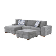 9624GY*3LC2R 3-Piece Sectional with Left Chaise, Pull-out Bed and Ottoman - 9624GY*3LC2R
