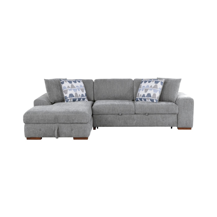 9624GY*3LC2R 3-Piece Sectional with Left Chaise, Pull-out Bed and Ottoman - 9624GY*3LC2R