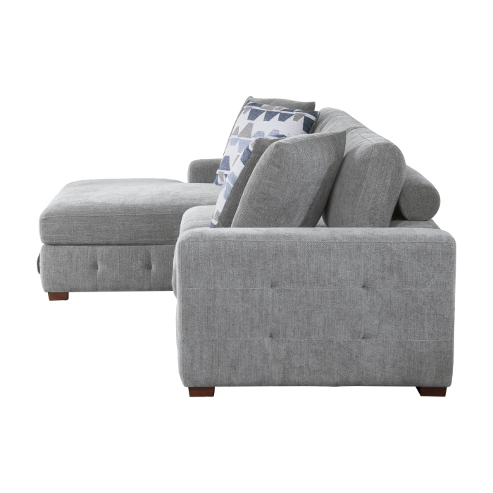 9624GY*3LC2R 3-Piece Sectional with Left Chaise, Pull-out Bed and Ottoman - 9624GY*3LC2R