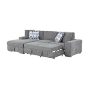 9624GY*3LC2R 3-Piece Sectional with Left Chaise, Pull-out Bed and Ottoman - 9624GY*3LC2R