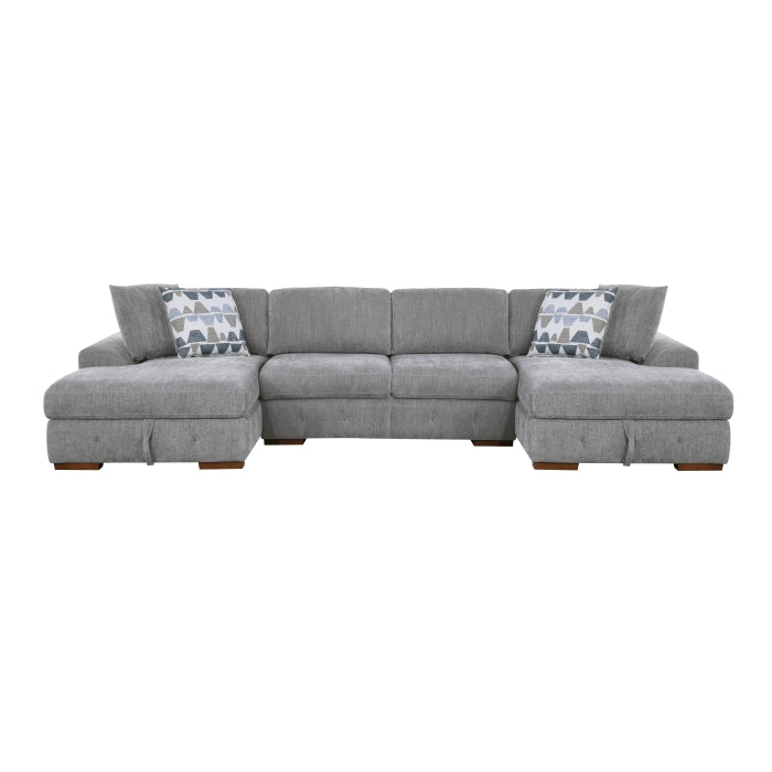 9624GY*3LCRC (3)3-Piece Sectional with Left and Right Chaise - 9624GY*3LCRC