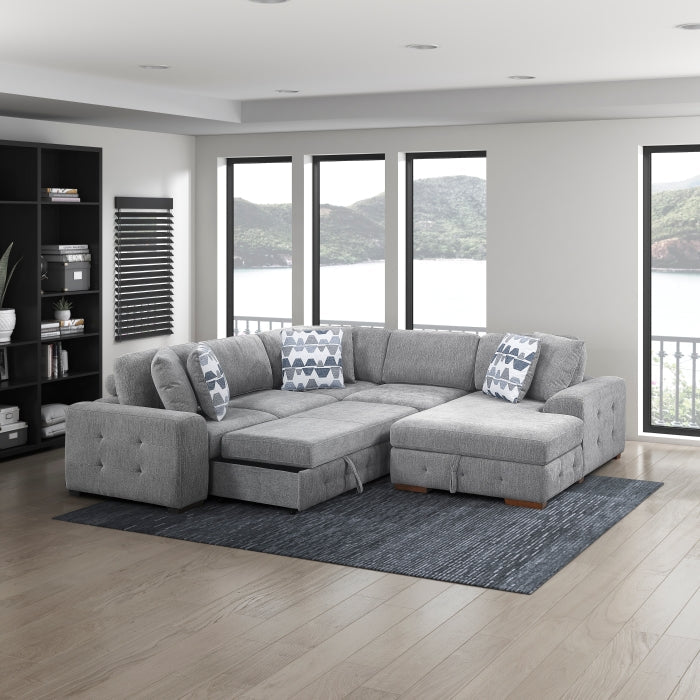 9624GY*42L1ACRC (4)4-Piece Sectional with Right Chaise and Pull-out Bed - 9624GY*42L1ACRC