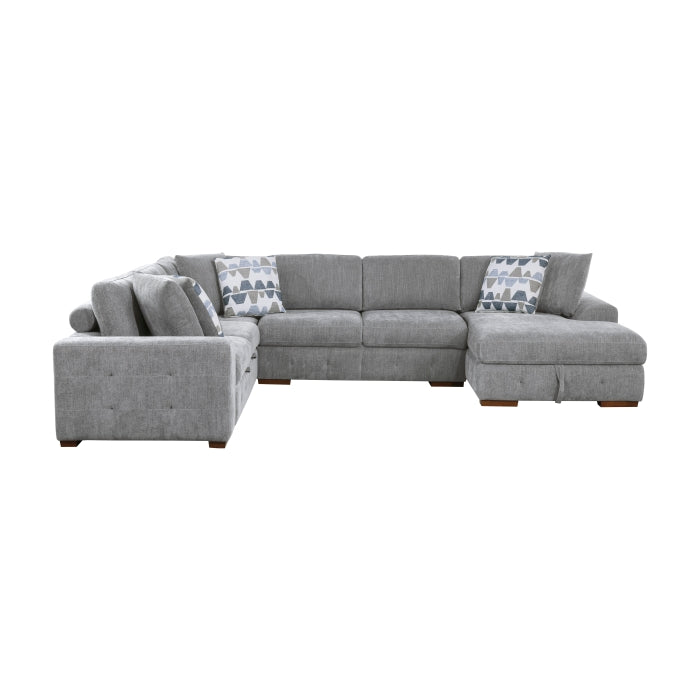 9624GY*42LRC 4-Piece Sectional with Right Chaise and Pull-out Bed - 9624GY*42LRC