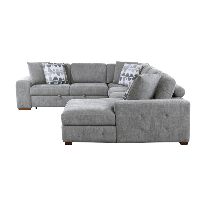 9624GY*42LRC 4-Piece Sectional with Right Chaise and Pull-out Bed - 9624GY*42LRC