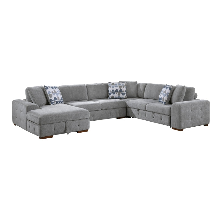 9624GY*42RLC 4-Piece Sectional with Left Chaise and Pull-out Bed - 9624GY*42RLC