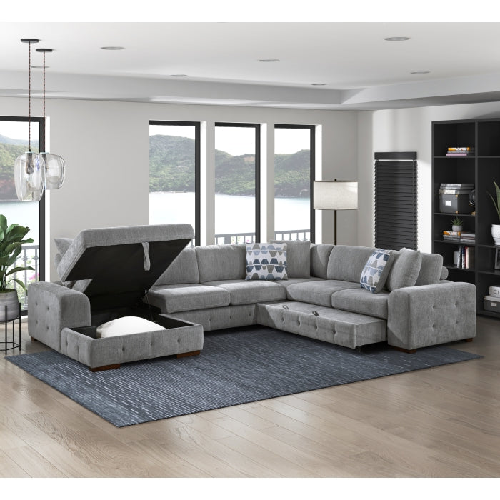 9624GY*42RLC 4-Piece Sectional with Left Chaise and Pull-out Bed - 9624GY*42RLC