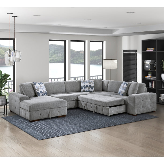 9624GY*42RLC 4-Piece Sectional with Left Chaise and Pull-out Bed - 9624GY*42RLC