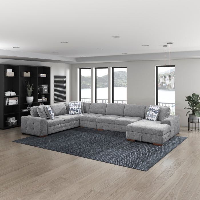 9624GY*52L1ACRC (5)5-Piece Sectional with Right Chaise and Pull-out Bed - 9624GY*52L1ACRC