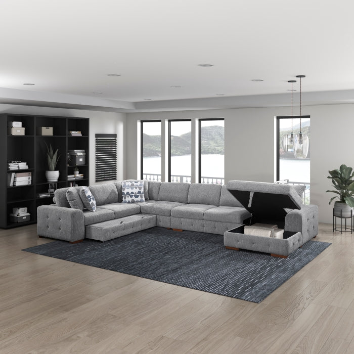 9624GY*52L1ACRC (5)5-Piece Sectional with Right Chaise and Pull-out Bed - 9624GY*52L1ACRC