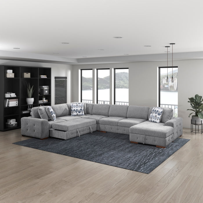 9624GY*52L1ACRC (5)5-Piece Sectional with Right Chaise and Pull-out Bed - 9624GY*52L1ACRC