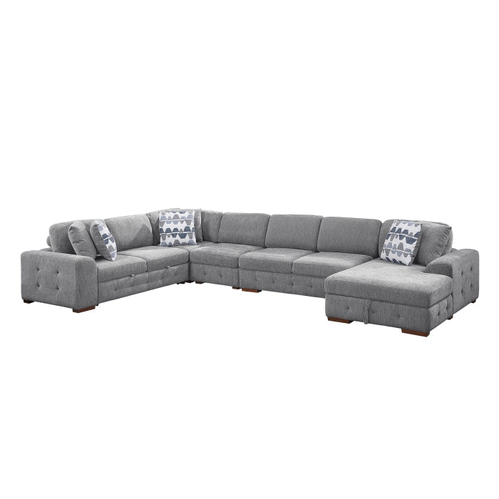 9624GY*52L1ACRC (5)5-Piece Sectional with Right Chaise and Pull-out Bed - 9624GY*52L1ACRC