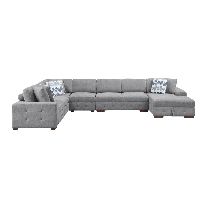 9624GY*52L1ACRC (5)5-Piece Sectional with Right Chaise and Pull-out Bed - 9624GY*52L1ACRC