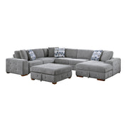 9624GY*52LRC 5-Piece Sectional with Right Chais, Pull-out Bed and Ottoman - 9624GY*52LRC