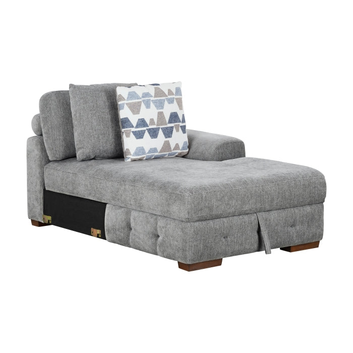 9624GY*52LRC 5-Piece Sectional with Right Chais, Pull-out Bed and Ottoman - 9624GY*52LRC