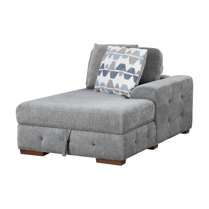9624GY*52LRC 5-Piece Sectional with Right Chais, Pull-out Bed and Ottoman - 9624GY*52LRC