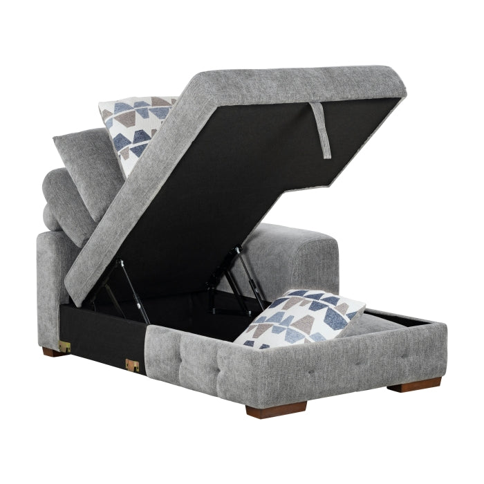 9624GY*52LRC 5-Piece Sectional with Right Chais, Pull-out Bed and Ottoman - 9624GY*52LRC