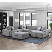9624GY*52LRC 5-Piece Sectional with Right Chais, Pull-out Bed and Ottoman - 9624GY*52LRC
