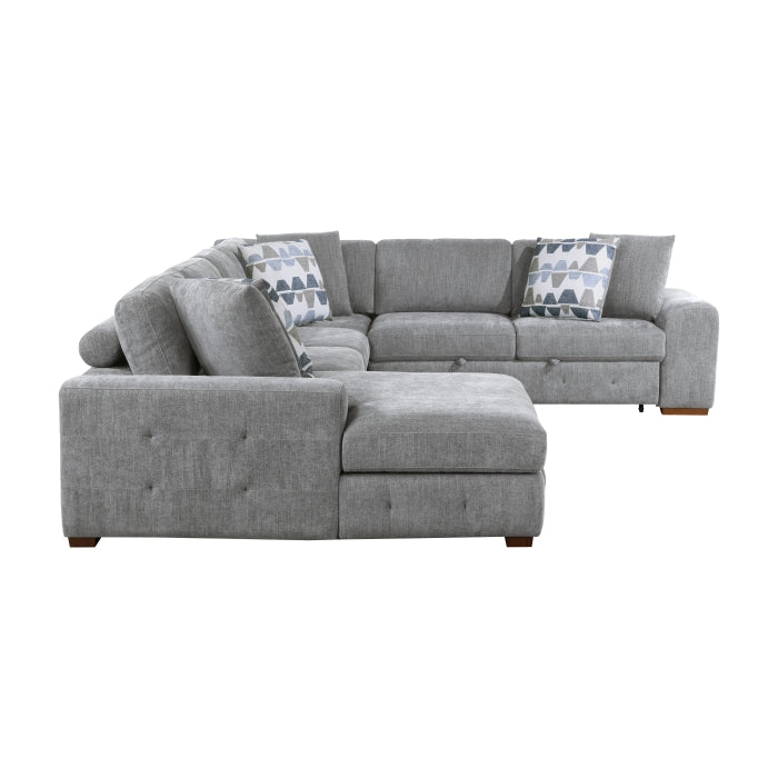 9624GY*5LC2R 5-Piece Sectional with Left Chaise, Pull-out Bed and Ottoman - 9624GY*5LC2R