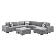 9624GY*62L1ACRCOT (6)6-Piece Sectional with Right Chaise, Pull-out Bed and Ottoman - 9624GY*62L1ACRCOT