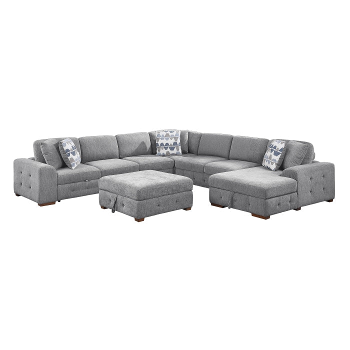 9624GY*62L1ACRCOT (6)6-Piece Sectional with Right Chaise, Pull-out Bed and Ottoman - 9624GY*62L1ACRCOT