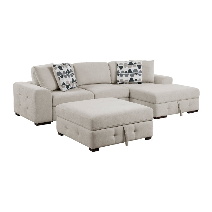 9624TP*32LRC 3-Piece Sectional with Right Chaise, Pull-out Bed and Ottoman - 9624TP*32LRC